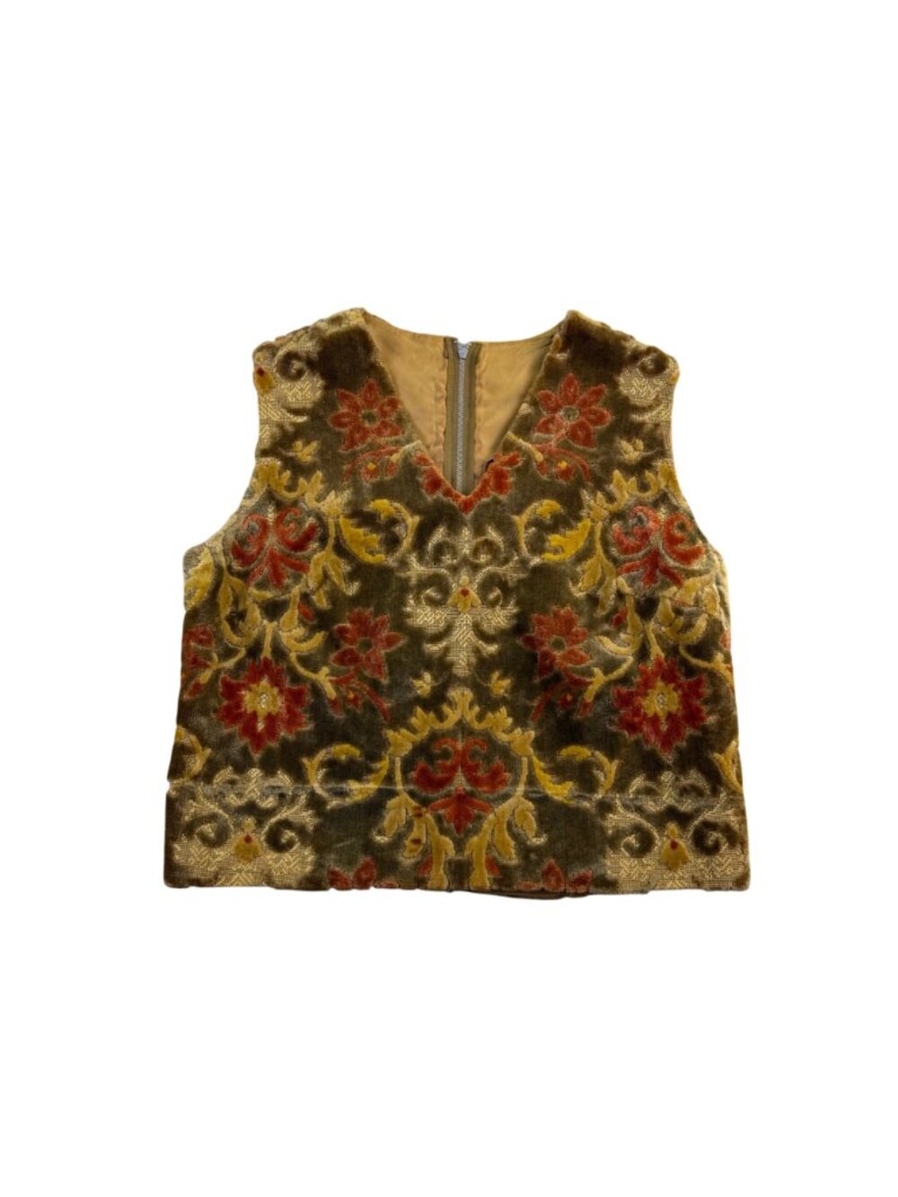 Vintage Womens Multi-Color Tapestry Sleeveless Vest Floral Medieval Style Size 1 - Picture 2 of 8